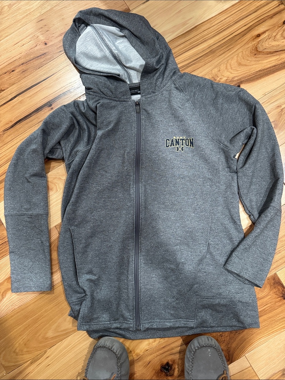 Gray Full-Zip underarmour Hooded Sweatshirt with 'Canton' Logo